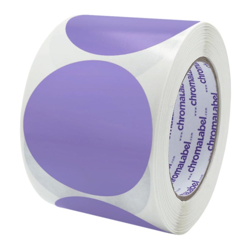 ChromaLabel 3 Inch Round Label Permanent Color Code Dot Stickers, 500 Labels per Roll, Lavender - Image 1